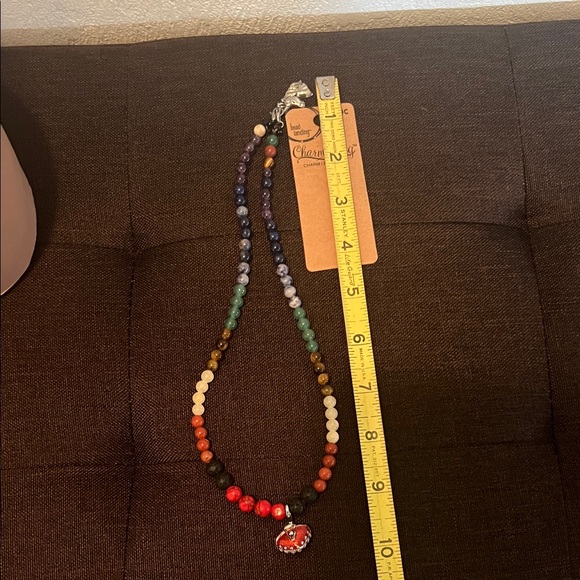 # 0476 Heart Pendant Handmade Beaded Necklace/Red & Black & Extra Unicorn charm - Picture 5 of 9